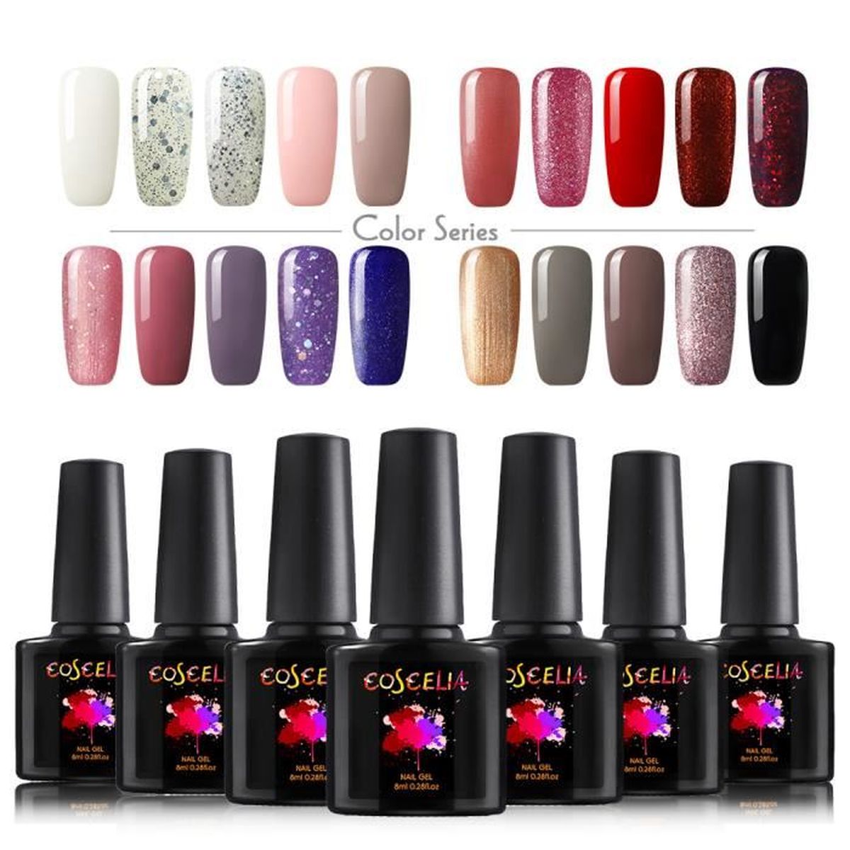 COSCELIA Kit 20pc Gel UV/LED Vernis Semi Permanent Gel Nail Polish Nail Art Soak Off Vernis à