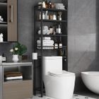 Yorbay Étagère WC 4 Niveaux En Bambou - Rangement Au-Dessus Des Toilettes Avec Paniers Et Crochets - Blanc