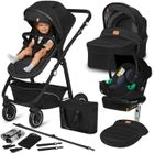 Poussette combinée 4en1 LIONELO Bianka -Jusqu'à 22Kg - Pack poussette, Nacelle, Siège auto, Base ISOFIX, sac et accessoires - Noir
