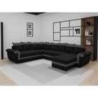 BESTMOBILIER Henry - canapé panoramique d'angle réversible - 7 places - convertible avec coffre - en tissu et PU - Noir / Gris