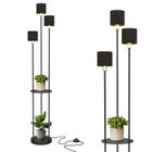 PULUOMIS Lampadaire sur Pied Salon 160 cm, 3 Abat-jours, Interrupteur au Pied, Culot d'Ampoule E14, Lampe sur pied, Noir