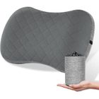 Oreiller Camping Gonflable - ROSEDOES - Taie d'oreiller Amovible - Voyage Camping Plein air - Gris