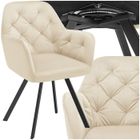 Chaise - TECTAKE - Fauteuil LUCIA pivotant à 180° rembourré en velours motif matelassé 58 x 58 x 87 cm - Crème