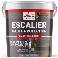Béton Ciré Escalier - Kit Complet avec primaire et vernis ARCANE INDUSTRIES Chartreux - Gris - kit 2 m² (2 couches)