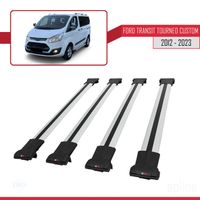 Compatible avec Ford Transit Tourneo - Custom 2012-2022 Barres de Toit FLY Modèle Railing Porte-Bagages de voiture 4 BARRAS GRIS