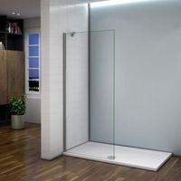 Paroi de douche fixe 70x185cm en verre trempé 6mm transparent avec barre de fixation 70-120cm