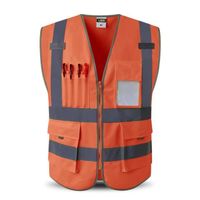 XL-chest 116cm - Orange - Gilet de sécurité réfléchissant avec poches, vêtements de travail, veste Hi vis pou