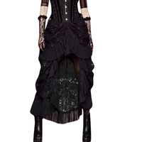 Femmes Mode Gothique Steampunk Layered Punk Lace Irregular Party Jupe Longue Le noir24