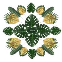 Lot de 66 feuilles tropicales de 6 sortes - pour fête hawaïenne, Luau, décoration de table