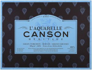 PAPIER CRÉATIF Canson - 100720013 - Heritage - Bloc 20 feuilles papier aquarelle - Grain torchon - 31 x 41 cm - 300g/m