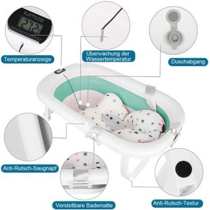 Baignoire Pliable Bébé XXL Avec Thermomètre - 80x50x23 Cm, Pour 0 à 6 Ans | Idéale Pour Le Bain Sécurisé Et Économie D'Espace
