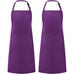 QUARKZMAN Lot De 5 Tabliers De Cuisine 75x65cm Violet - Tablier Avec Poches Polyester