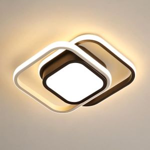 PLAFONNIER Plafonnier LED Moderne, Design - 2 Carrés, Luminaire pour Chambre Couloir, 32W, 3200 Lumen, 3000K Lumière Blanche Chaude, Noir