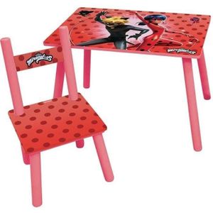 TABLE ET CHAISE FUN HOUSE Miraculous Ladybug Table H 41,5 cm x l 61 cm x P 42 cm avec une chaise H 49,5 cm x l 31 cm x P 31,5 cm - Pour enfant