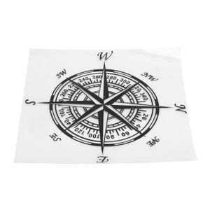 Autocollant Boussole Silhouette 20x20cm - Blanc Brillant - Décor Murale Point Cardinaux