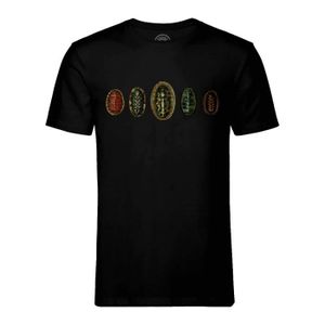 T-SHIRT T-shirt Homme Col Rond Noir Mollusques Multicolores Minimaliste Biologie Illustration Ancienne