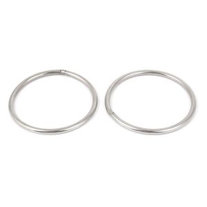 sourcing map 50mm Large interne Alliage Zinc type plat rond demi-anneau soud/é D 2pcs
