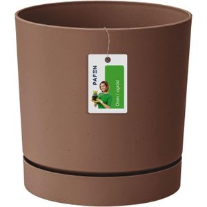 JARDINIÈRE - BAC A FLEUR Pot de fleur avec soucoupe ronde Tubo P 3,2L - Brique Rustique - TRAHOO - 17,5 X Ø 18 Cm