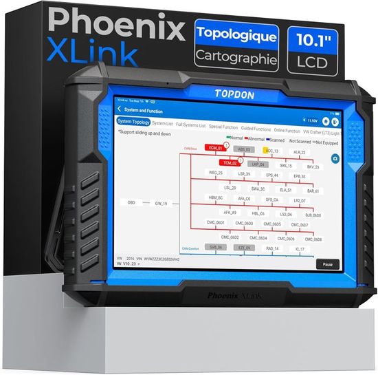 Scanner Diagnostique Auto TOPDON Phoenix Lite 2 OBD2 - 35+ Fonctions, Codage ECU, Écran 8"