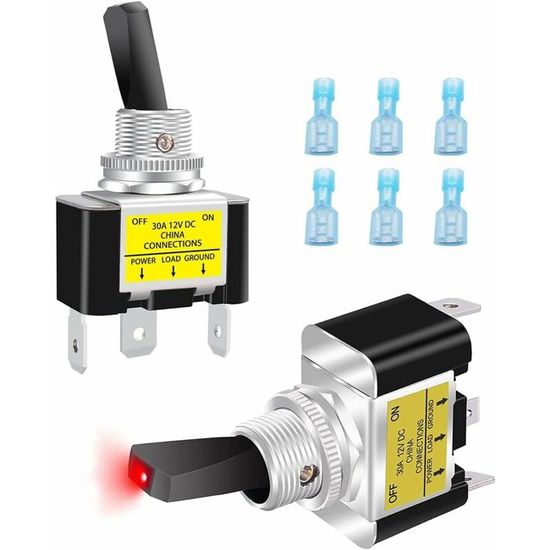 SHINING HOUSE Interrupteur Basculant ON/OFF à 4 Bornes, Lumière Rouge