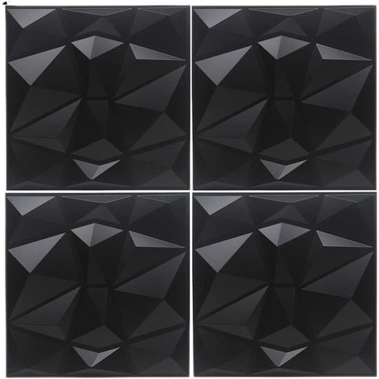Pvc Texture 3d Lot De 4 Panneaux Muraux 3D En Pvc Texturés Étanches 30 X 30 Cm Noir ...