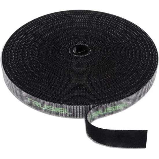 50m Sangle Scratch 10mm Noire - Attaches Câbles Réutilisables Pour Organisation Bureau Et Maison