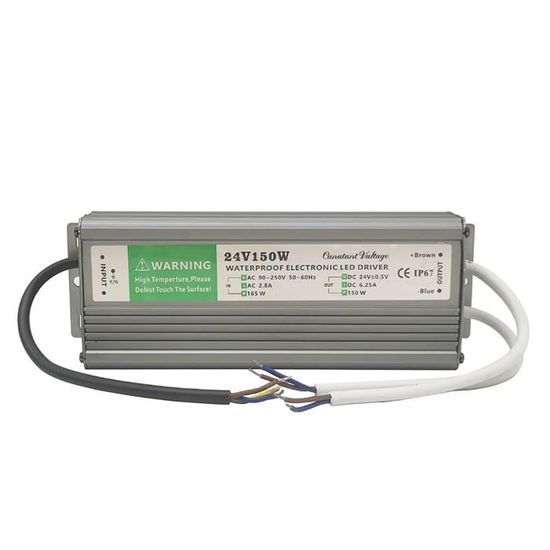 Transformateur LED étanche IP67 – 250V Entrée, 24V Sortie – Pilotage LED – Pour Intérieur/extérieur