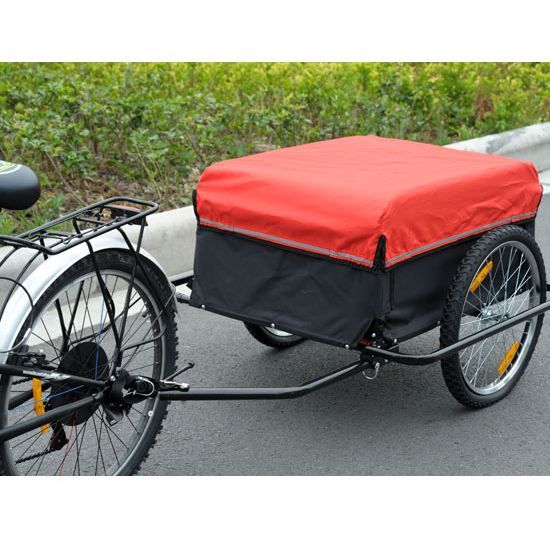 Remorque Cargo Pour Vélo Pliable - Boîte Amovible Et Housse - Capacité 50 Kg - Neuf