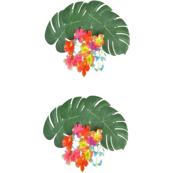 Guirlande Tropicale Feuilles De Palmier - 2 X 2,3 M (Total 4,6 M) - Décoration Hawaïenne, Jungle, Anniversaire Été