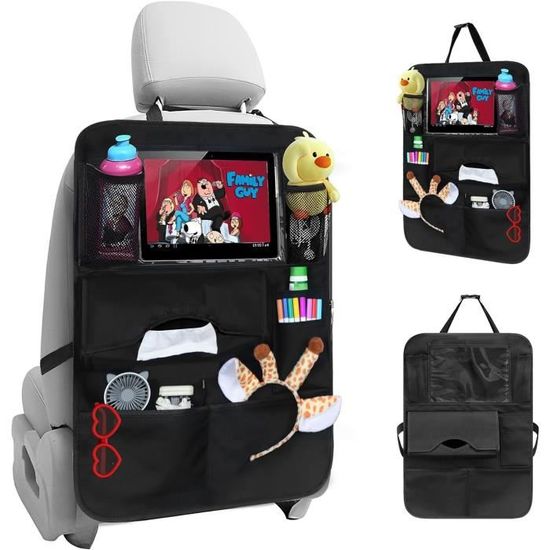 Organisateur De Siège Auto Enfant - Lot De 2 Sacs Avec 10 Poches, Tissu Oxford 600D, Noir