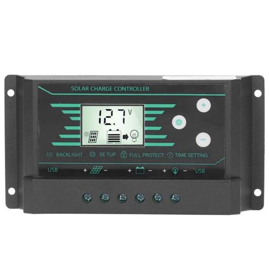 Régulateur Solaire 30A 12V/24V Avec écran LCD Et Double USB - Pour Panneaux Solaires, Automatique