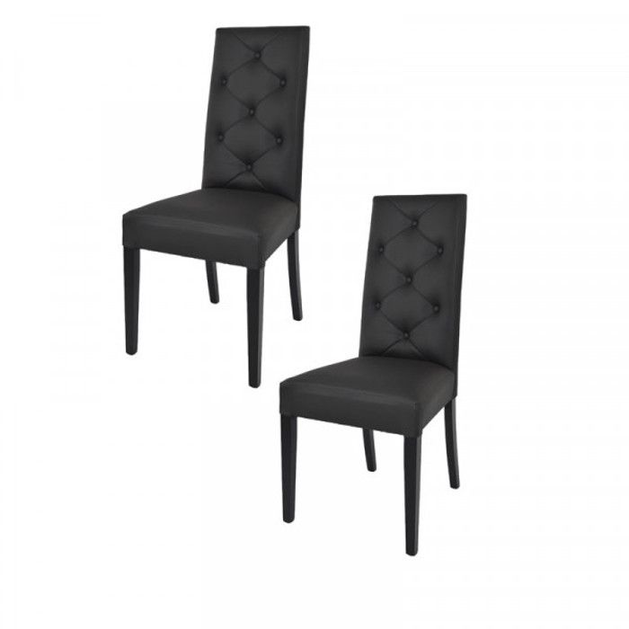 duo de chaises noir - siena - noir - similicuir - l 54 x l 46 x h 99 cm - chaise
