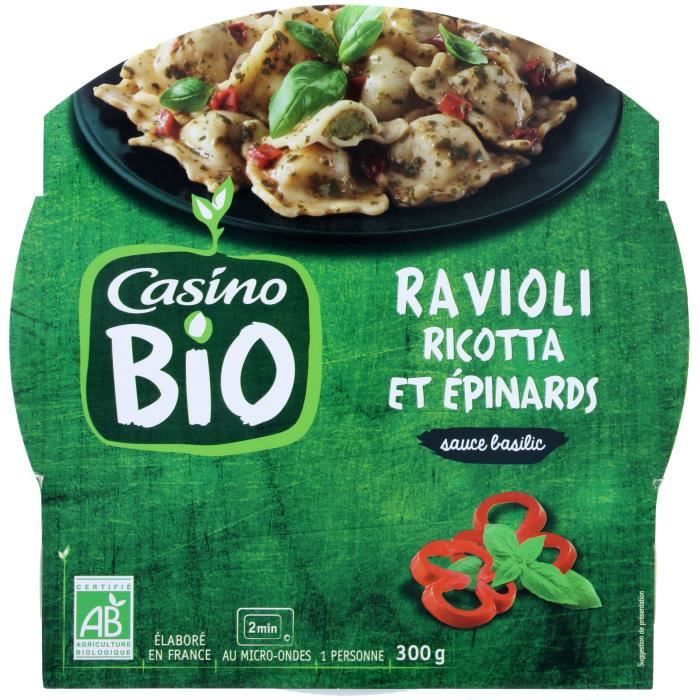 CASINO Ravioli Ricotta et Epinards Bio - 300G