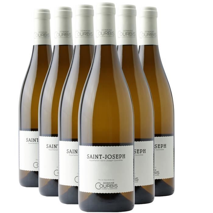 Saint-Joseph Blanc 2021 - Lot de 6x75cl - Domaine Courbis - Vin AOC Blanc de la Vallée du Rhône - Cépage Marsanne