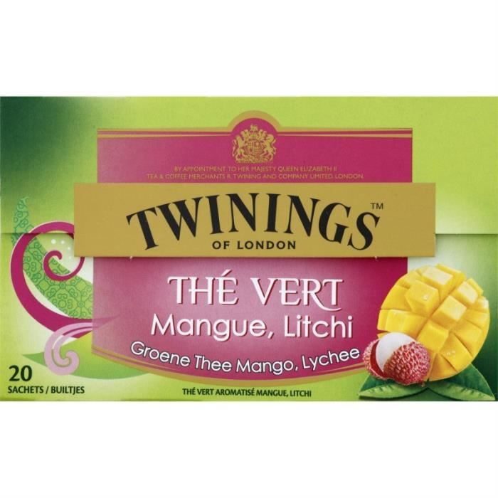 TWININGS - Thé Vert Mangue Litchi 30G - Lot De 4