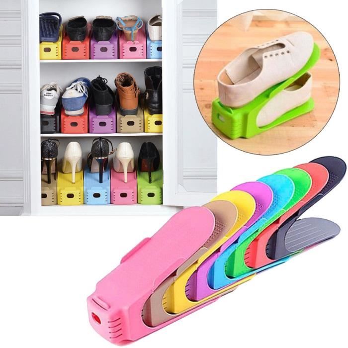 10 X Étagères À Chaussures De Mode Moderne Double De Nettoyage Chaussures Rack De Stockage Salon Pratique Boîte À Chaussures (Noir)