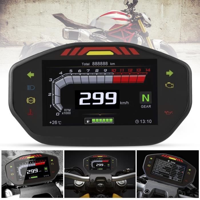Compteur De Vitesse Odomètre Tachymètre Instrument D'Affichage Lcd Tft Universel Pour 2/4 Cylindres Moto-NIM