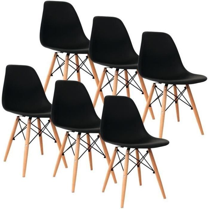 Lot de 6 chaises design style DSW - Noire