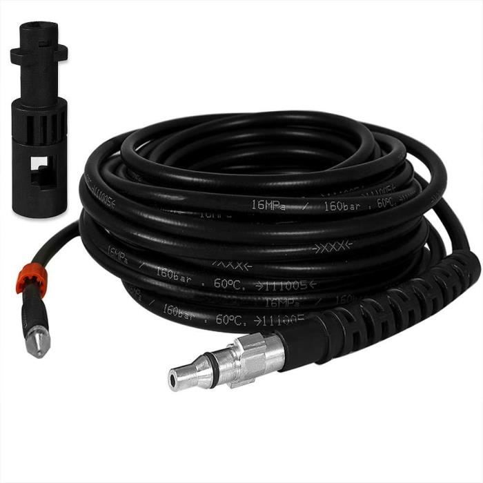 DEUBA Tuyau déboucheur flexible embout pour nettoyeur haute pression 15m noir débouche