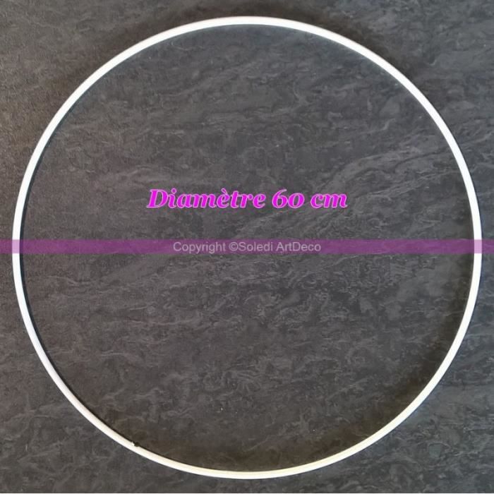 Grand Cercle métallique blanc diam. 60 cm pour abat-jour, Anneau epoxy blanc Attrape rêves - Unique