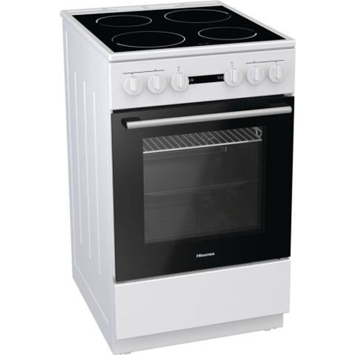 Hisense HE51011AW - Cuisinière table vitrocéramique-4 foyers - Four électrique-68L- Classe énergétique A - L50XH85 - Blanc
