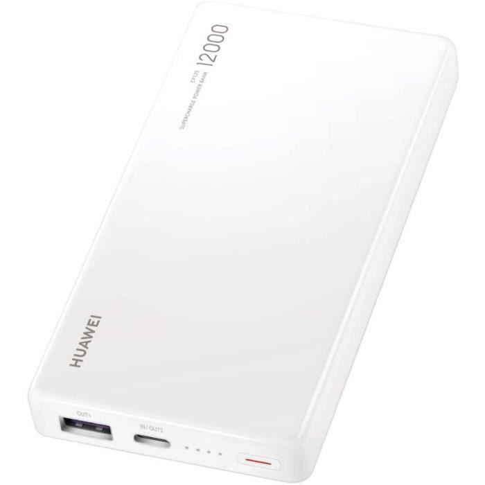 Huawei 55030727 Power Bank 12, 000 mAh Sortie 10V4A/5V4.5A/9V2A Type C Blanc
