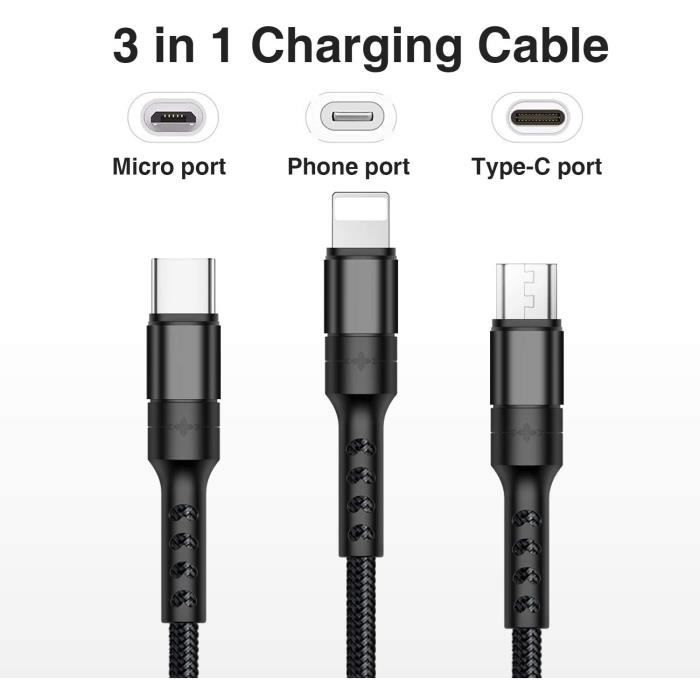 INECK® Câble Multi embout USB Chargeur USB Câble pour Samsung Galaxy S10-S9-S8, Huawei p30-P20, Honor, Xiaomi, OnePlus,