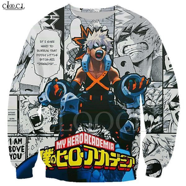 Sweat-Shirt Homme,Sweat-shirt animé pour filles Toga Himiko My Hero academy, avec avertissement imprimé 3D, pour hommes et femmes,
