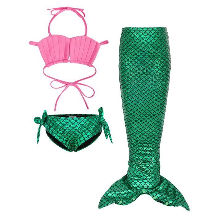 Jurebecia Carnaval Fille Queue De Sirène Maillot De Bain Fille Princesse Maillot De Bain Bikini Cosplay Costume Vêtements De Plage