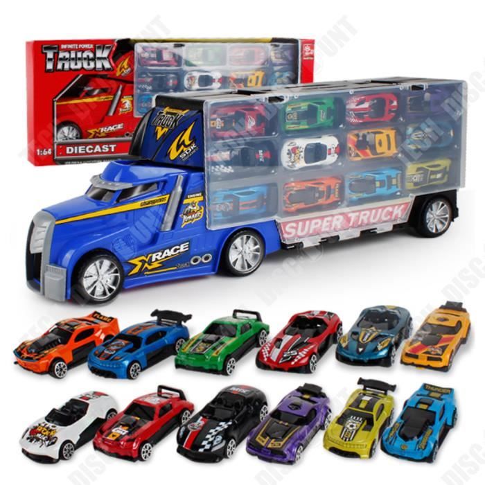 TD® Ensemble de jouets de voiture de sport en alliage 12 modèle de voiture pour enfants dans le jouet de boîte portable de voiture