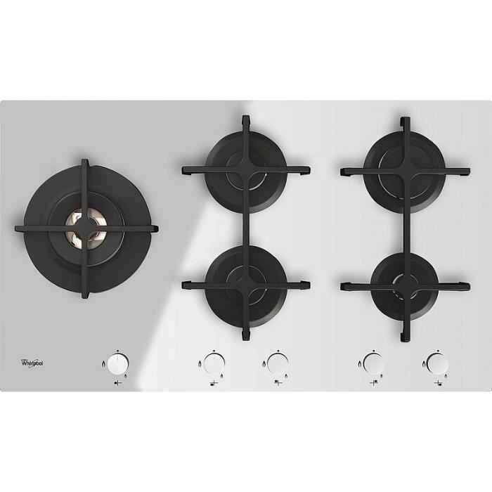 Whirlpool GOA 9523-WH, Intégré, Cuisinière à gaz, Verre, Blanc, Fonte, 1000 W