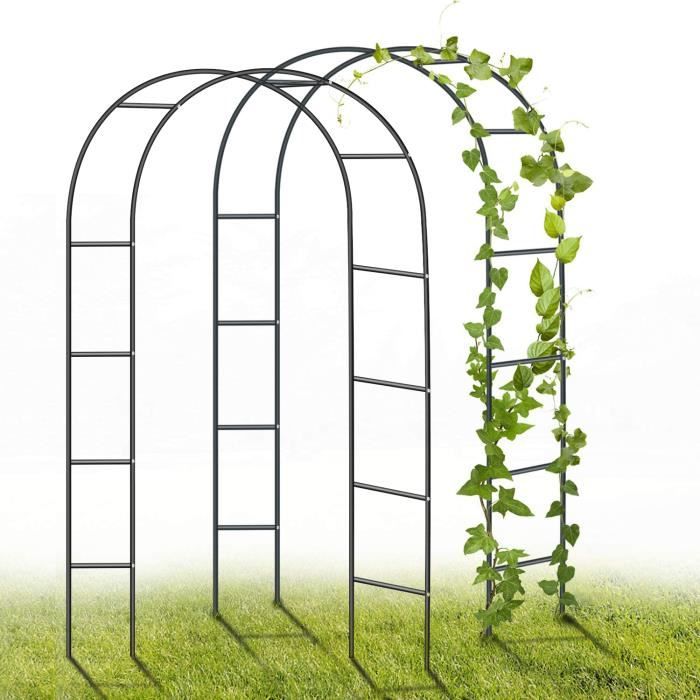 YAOBLUESEA 2Pcs Arche de jardin métallique pour plantes grimpantes，240 x 140 x 38cm -le noir