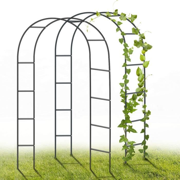YAOBLUESEA 2Pcs Arche de jardin métallique pour plantes grimpantes,240 x 140 x 38cm -le noir