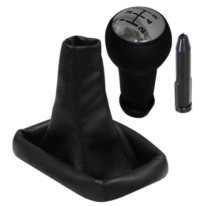 TL25167-Aerzetix: Pommeau cône et soufflet levier de vitesse 100% cuir pour Peugeot 206 306 406